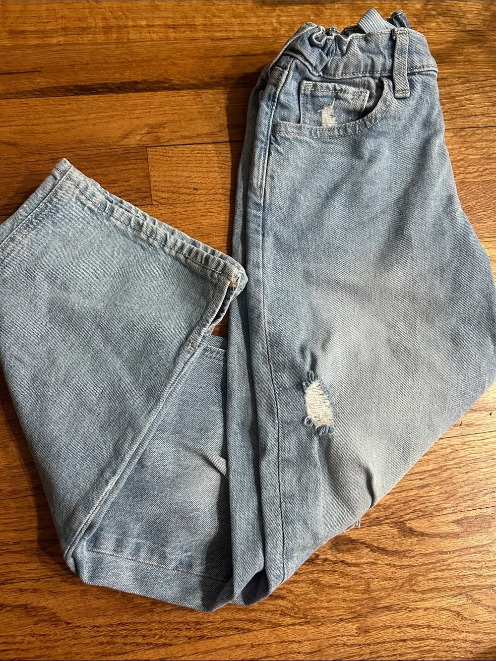 GAP Denim Girl Light Blue Straight Distressed Jeans with waist adjusters size 12